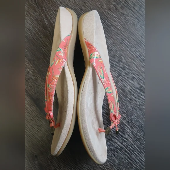 Vionic Bella II sandals Papaya Tropical floral Bow Size 7 - Picture 3 of 7